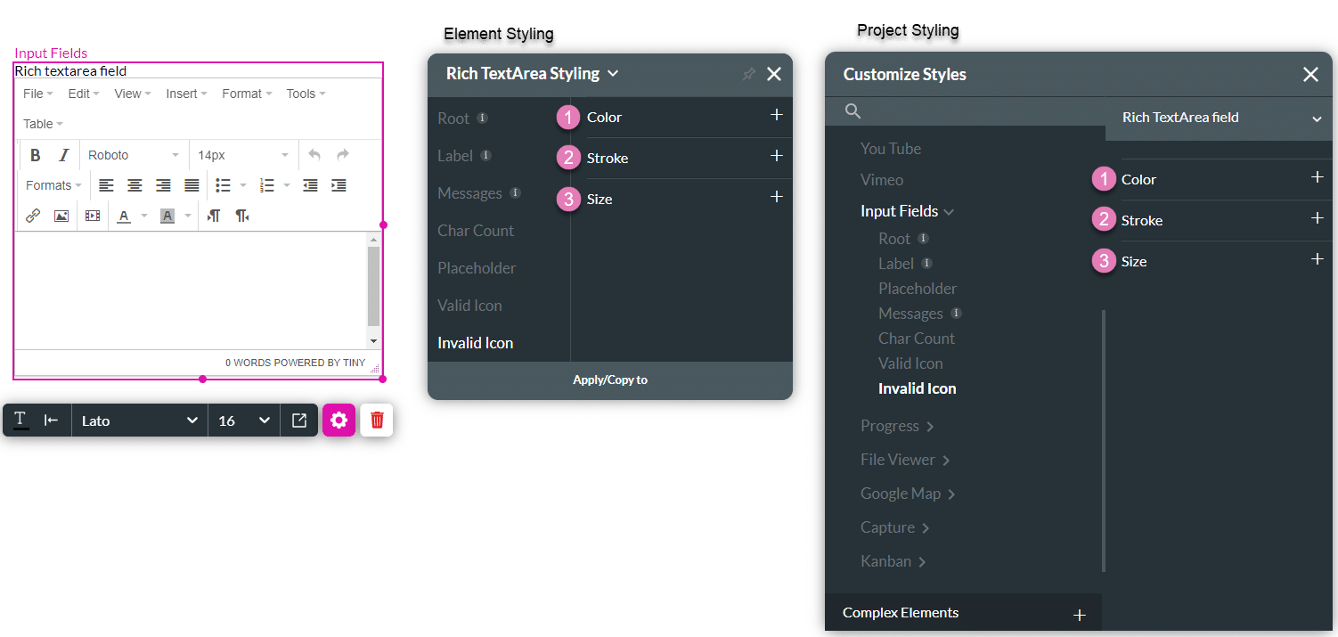 Invalid Icon styling options