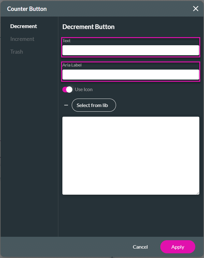 Counter Button screen