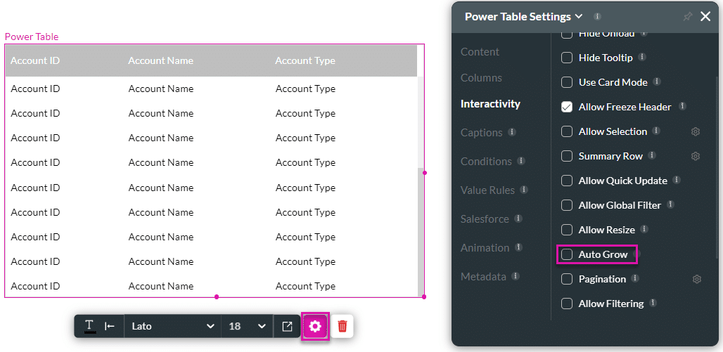 Auto Grow checkbox disabled