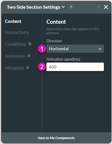 Content settings screen