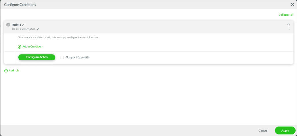 Configure Conditions screen