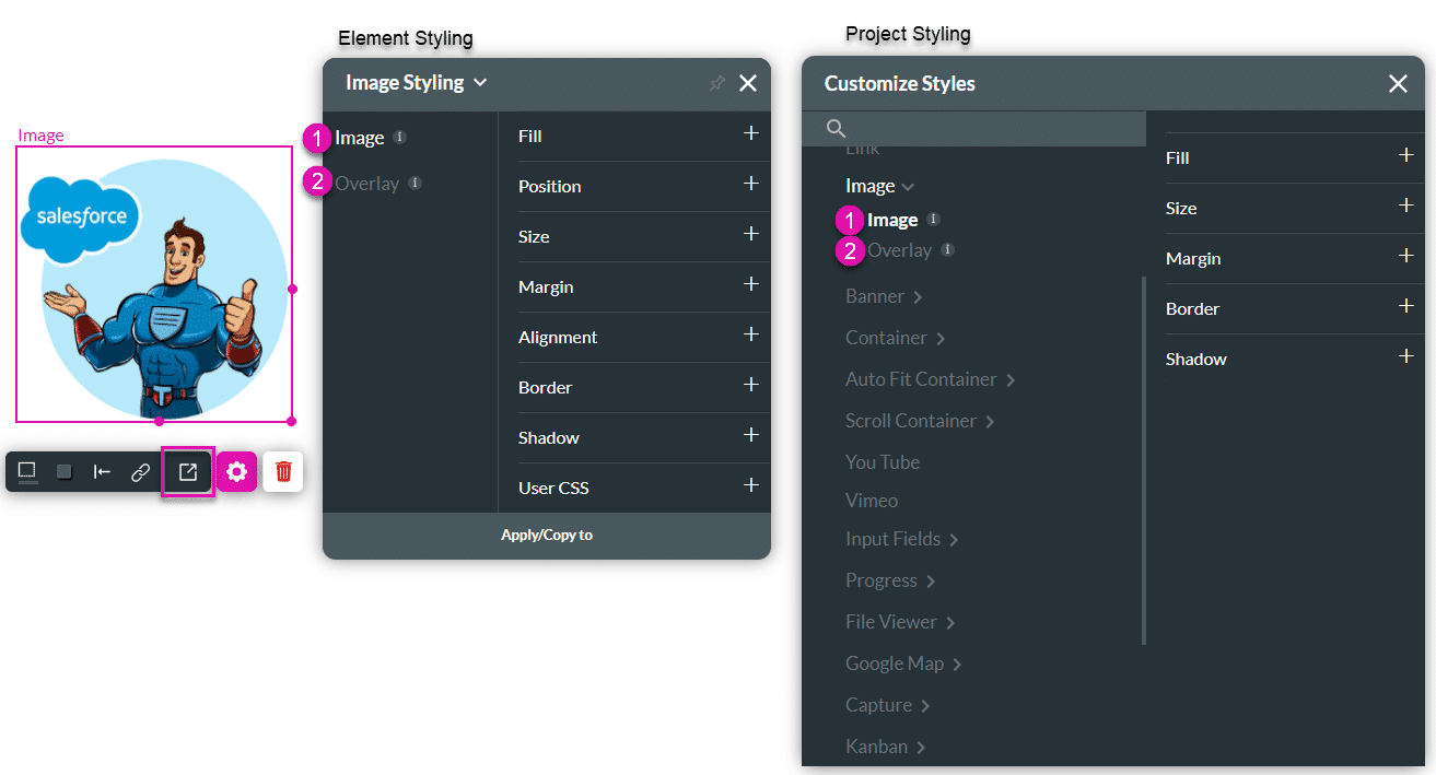 Image styling options