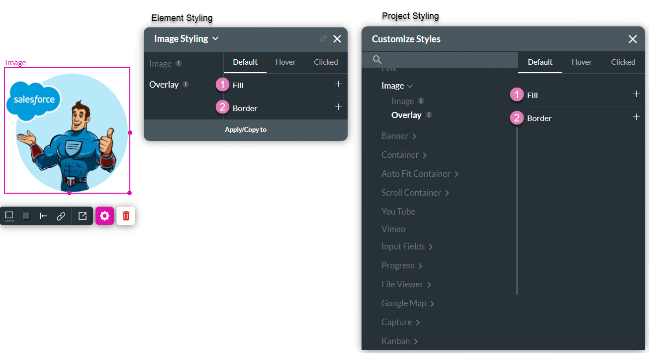 Overlay styling options
