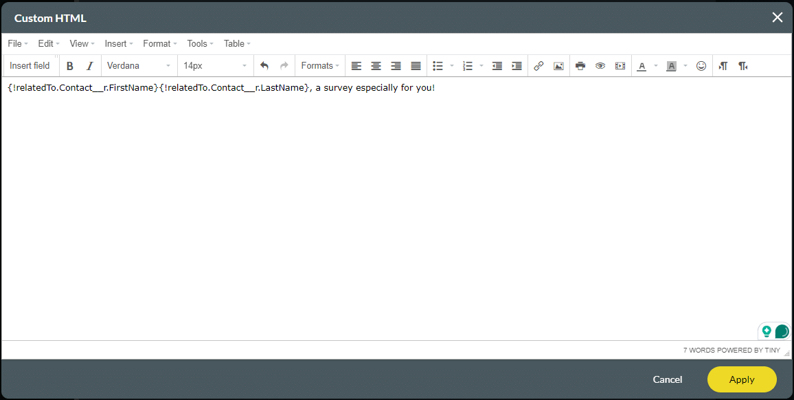 Custom Email subject HTML