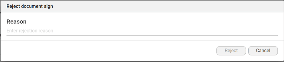 Reject document sign screen