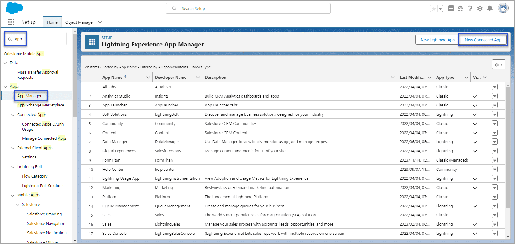 Lightning Experience App Manager