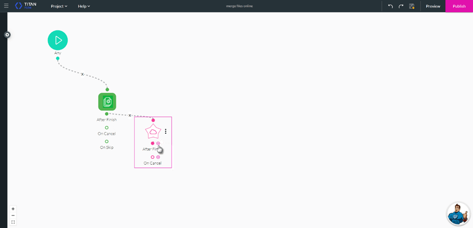 + icon next to the After Finish option