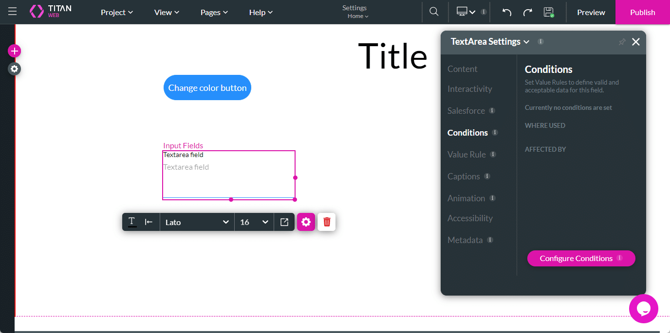 Configure Conditions button