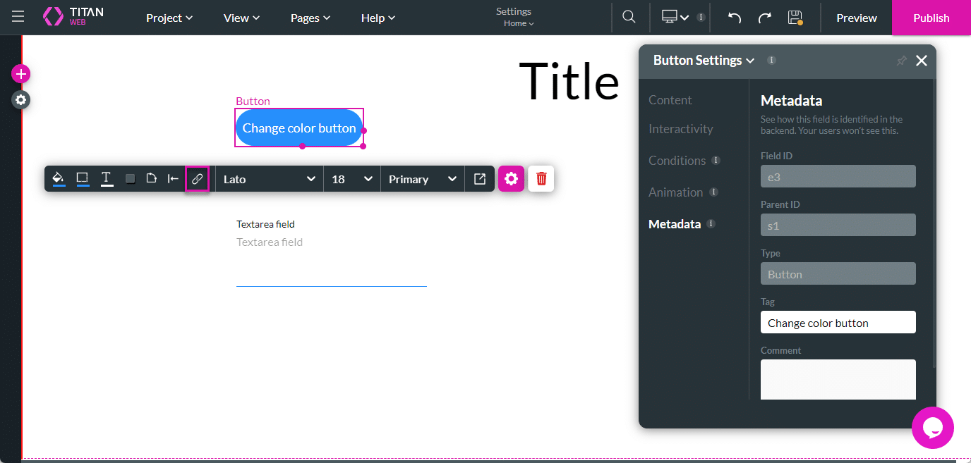 On Click Action icon