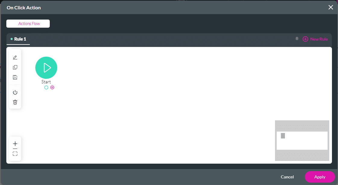 On Click Action screen