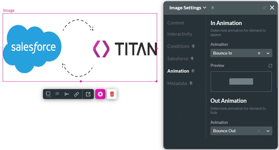 Animation options selected