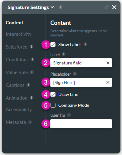 Content settings screen