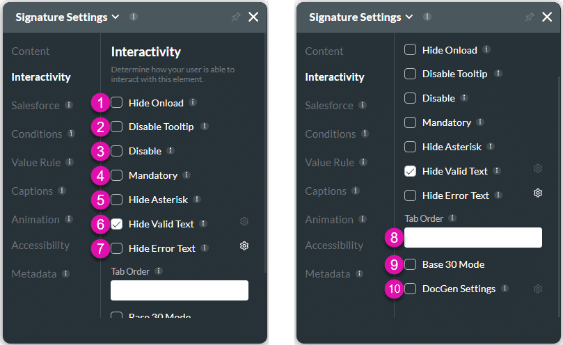 Interactivity screen