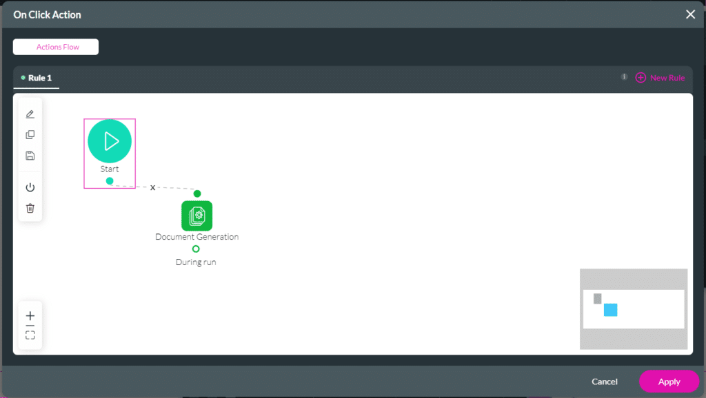 On Click Action Action screen