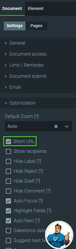 Short URL checkbox