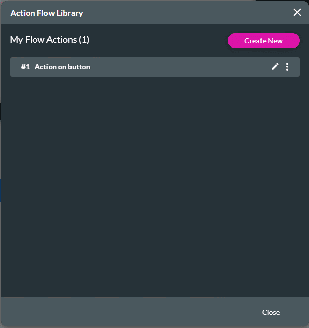 Action Flow Library screen