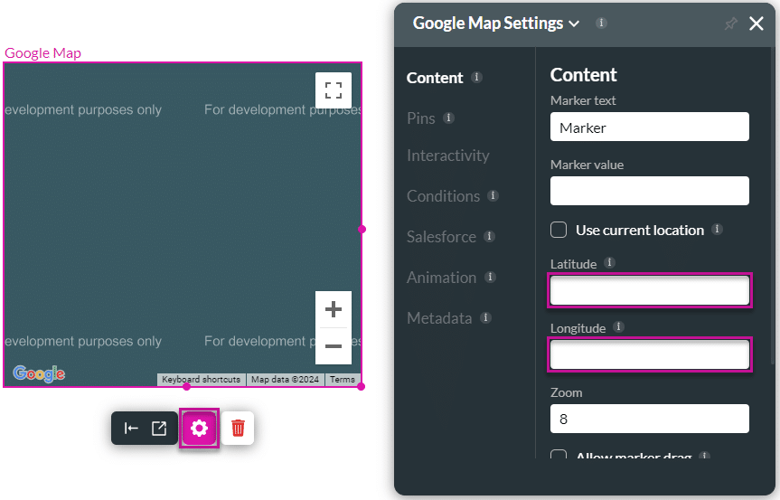 Latitude and Longitude fields
