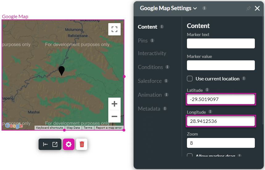 Latitude and Longitude fields