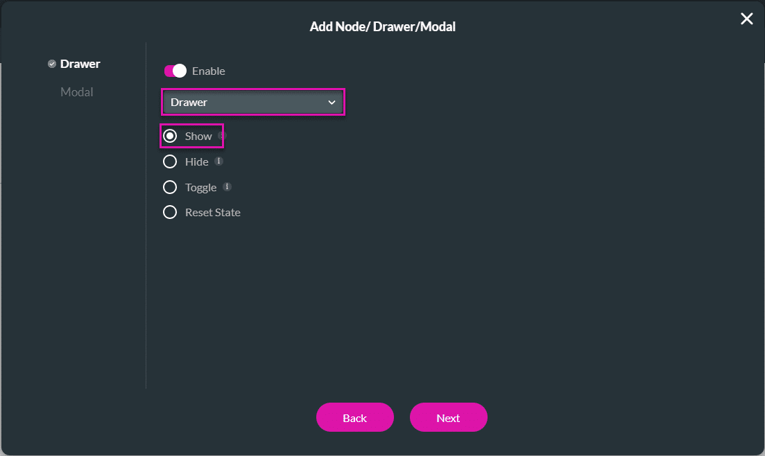 Enable drawer interactivity