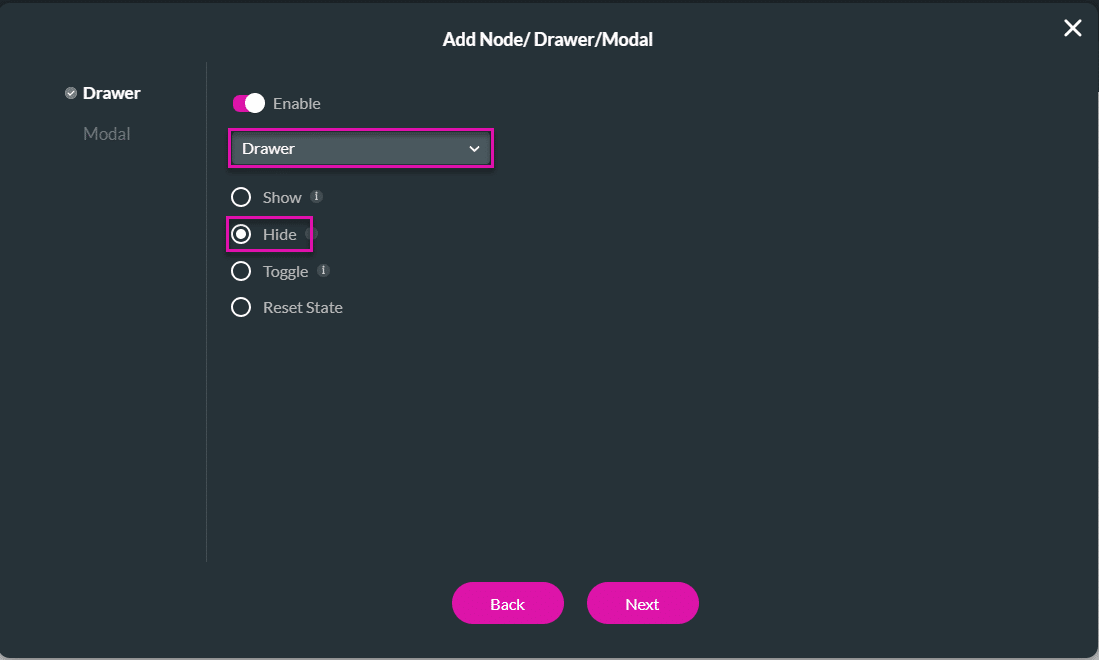 Enable drawer interactivity