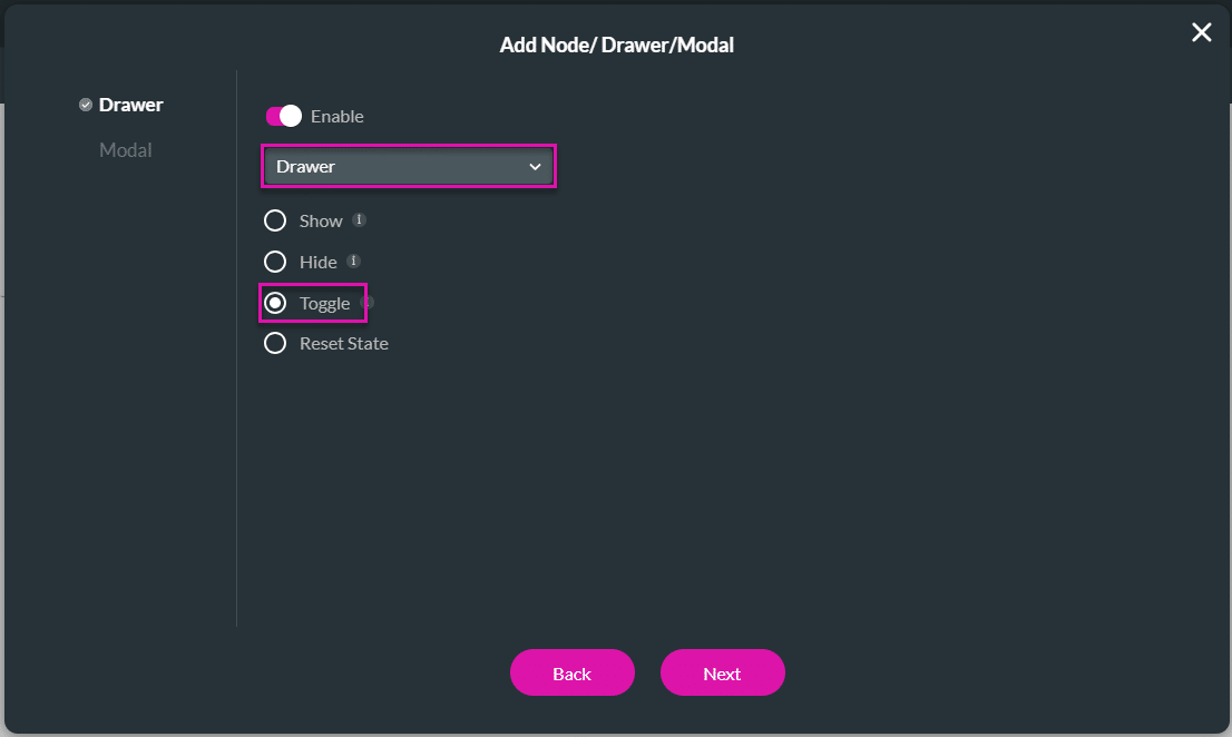 Enable drawer interactivity