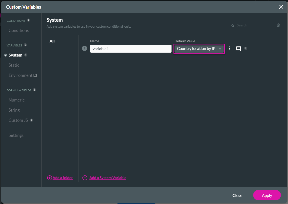 Country location by IP