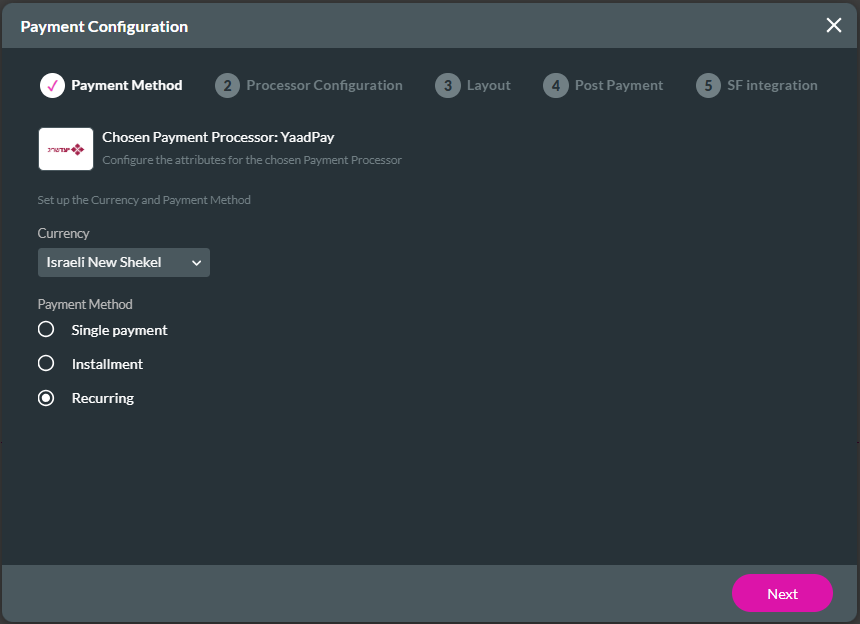 Recurring radio button selected