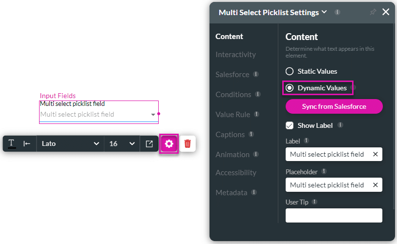 Dynamic Values - Sync from Salesforce