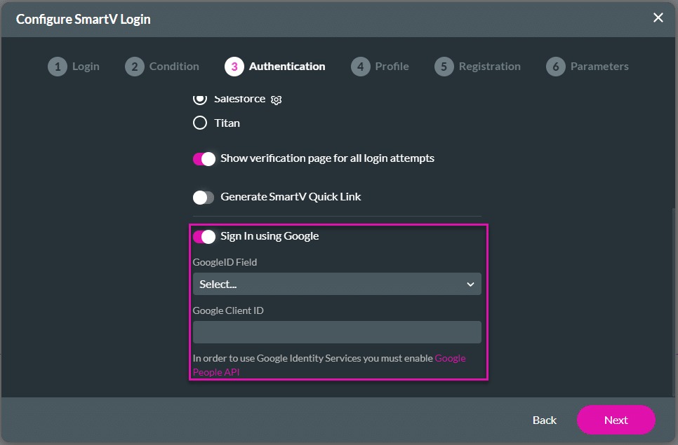 Authentication options