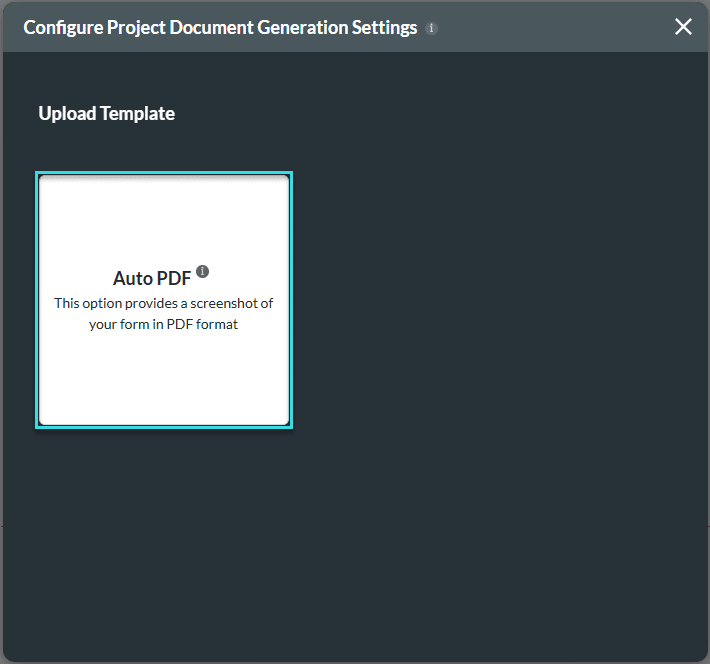 Configure Project Document Generation Settings