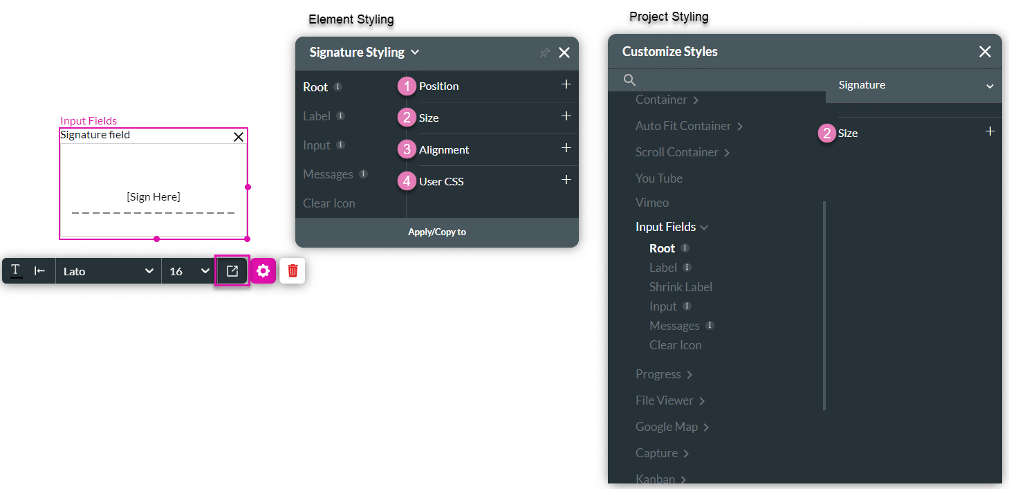 Root styling options