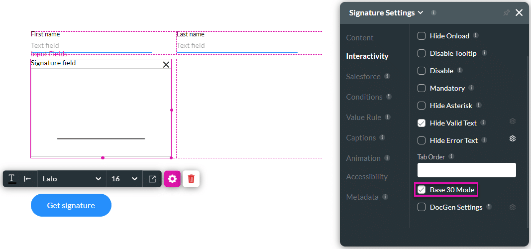 Base 30 Mode checkbox enabled