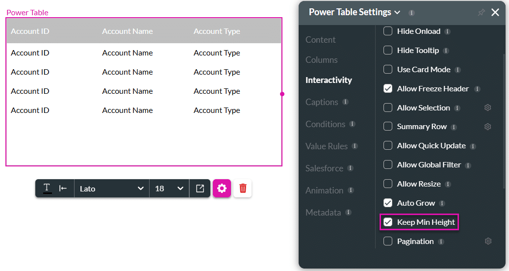 Keep Minimum Height checkbox