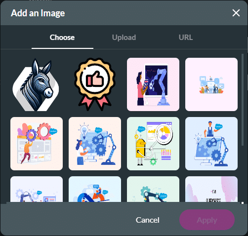 Add an Image screen