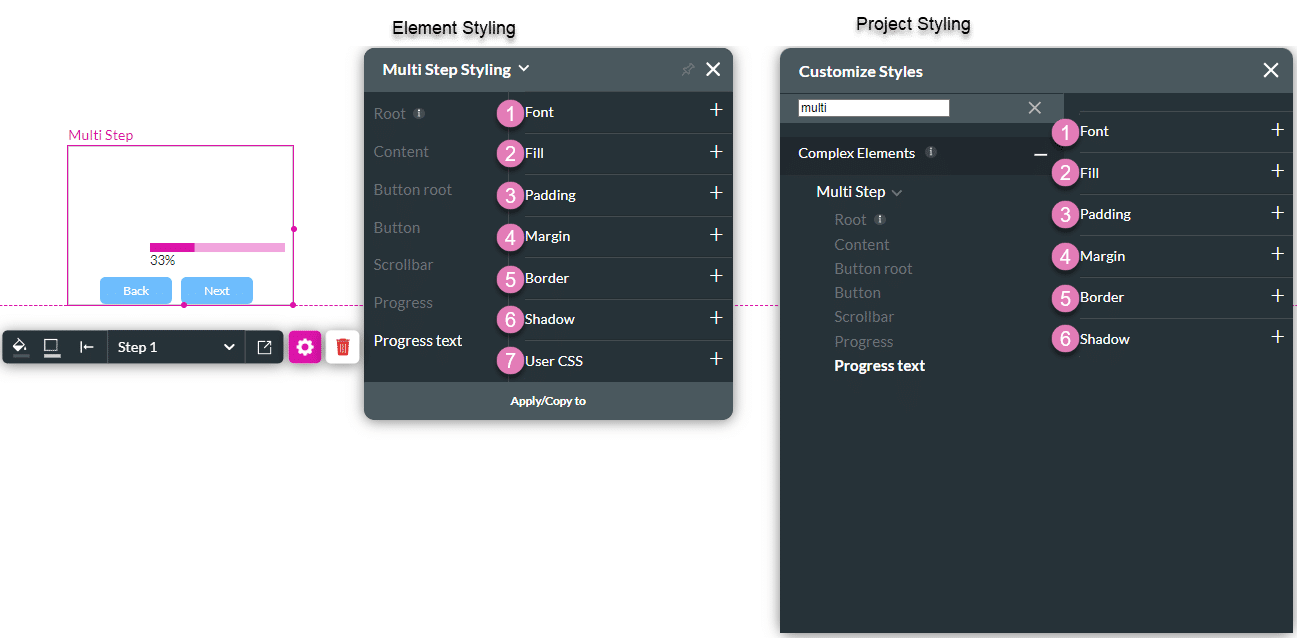 Progress text styling