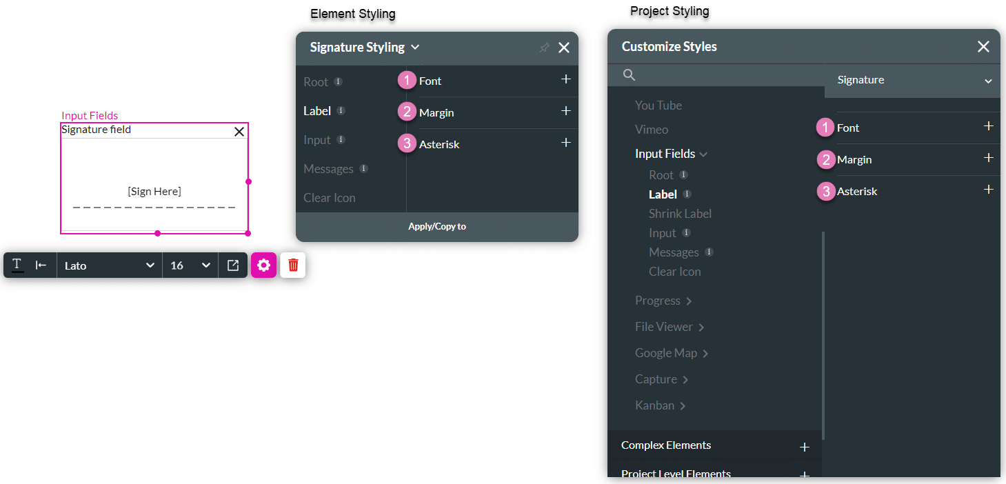 Label styling options