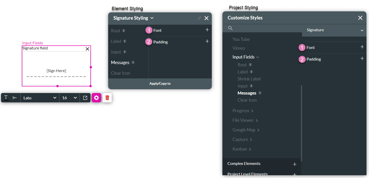 Messages styling options