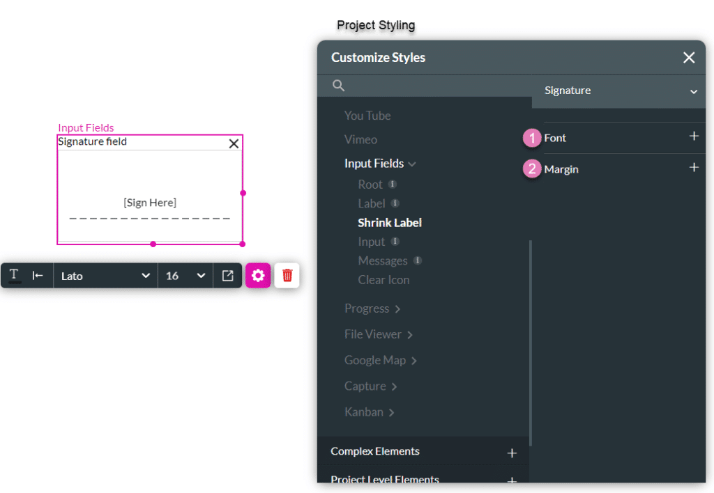 Shrink Label styling options