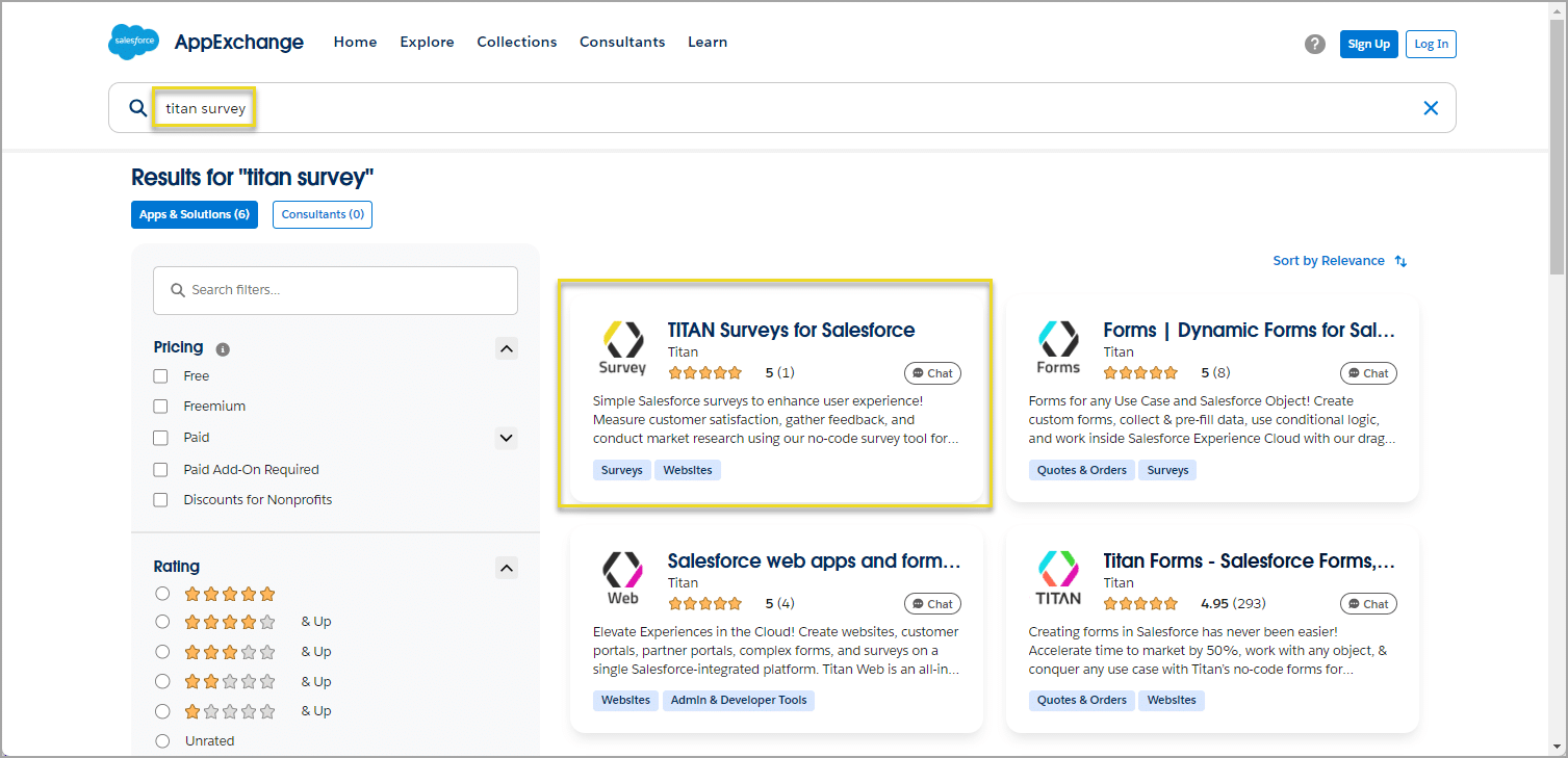 Titan Surveys for Salesforce
