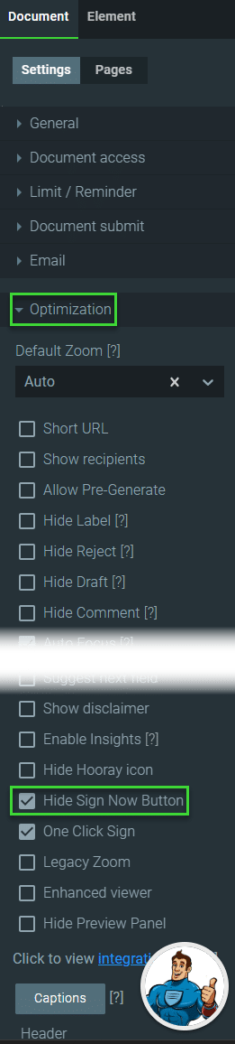 Hide Sign Now Button