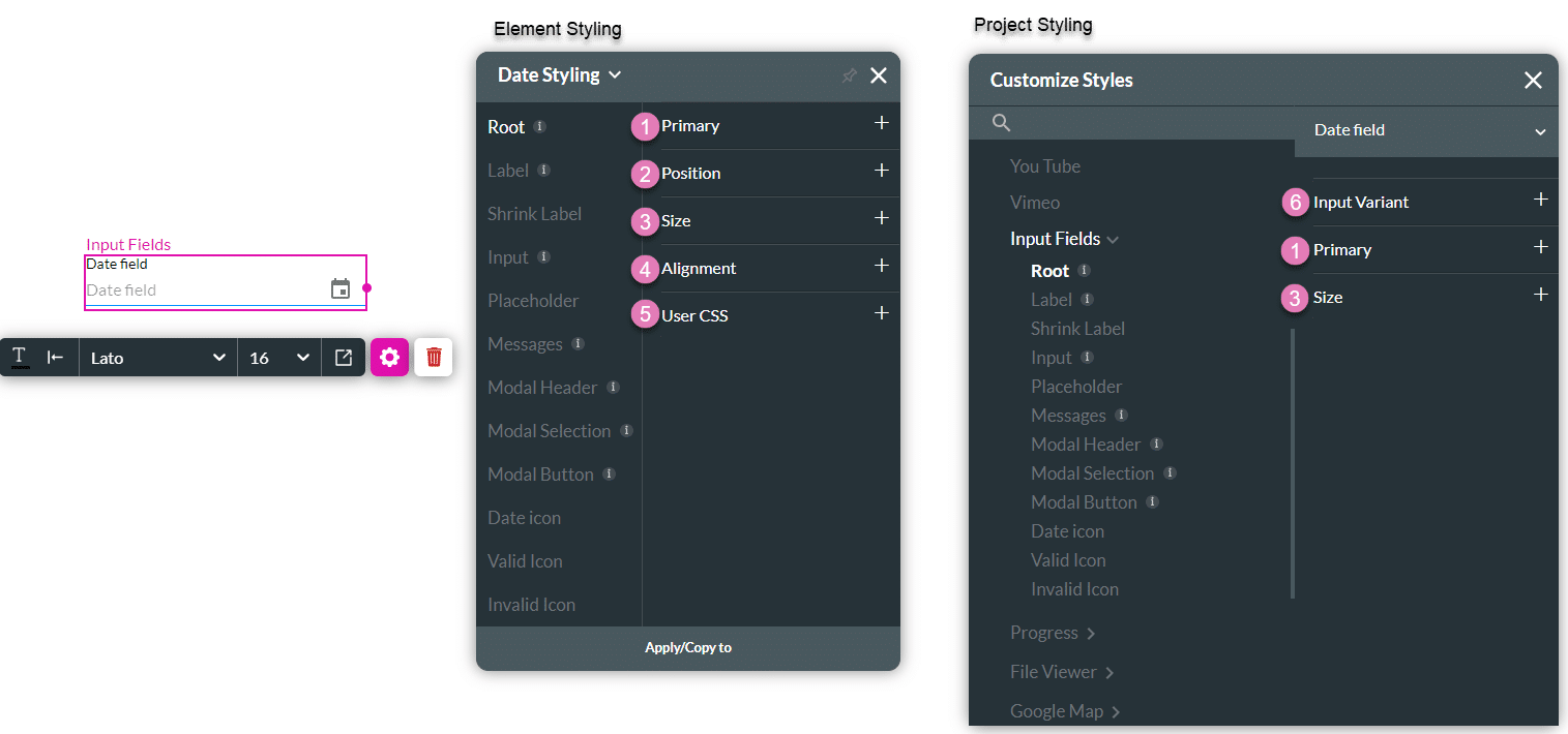 Root styling options