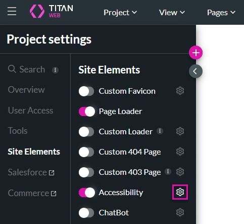 Accessibility Gear icon