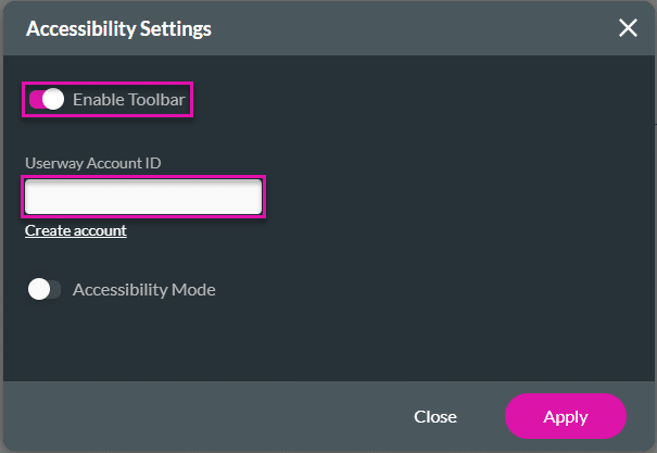Accessibility Settings screen