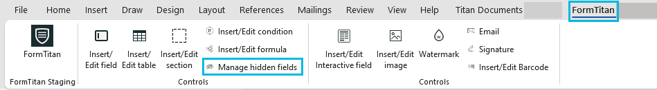 Manage hidden fields button