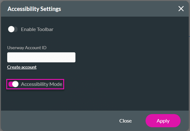 Accessibility Settings screen