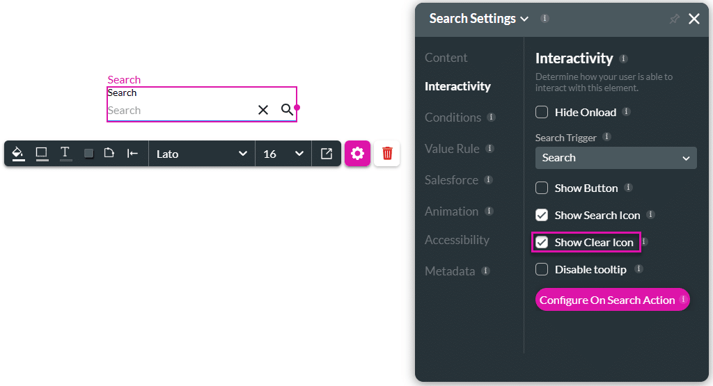 Show Clear Icon enabled
