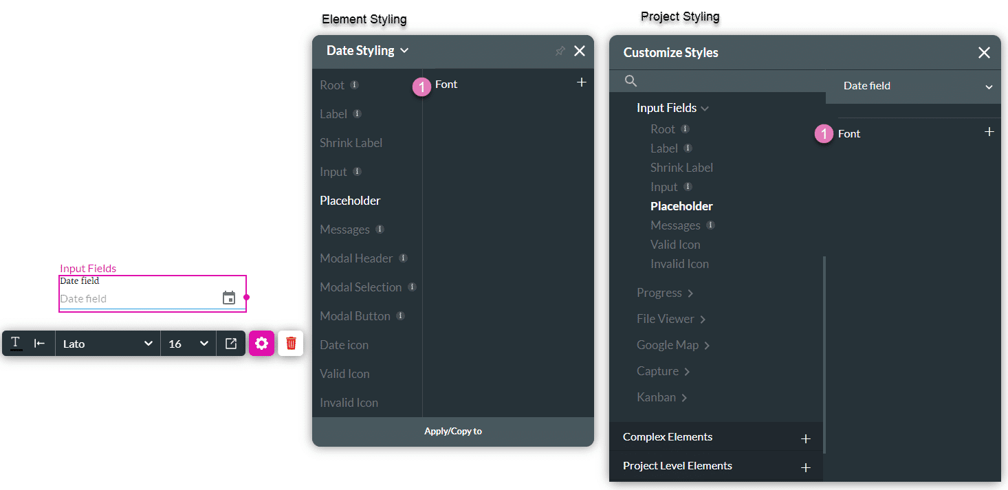 Placeholder styling options