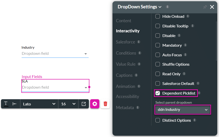 Dependent Picklist checkbox