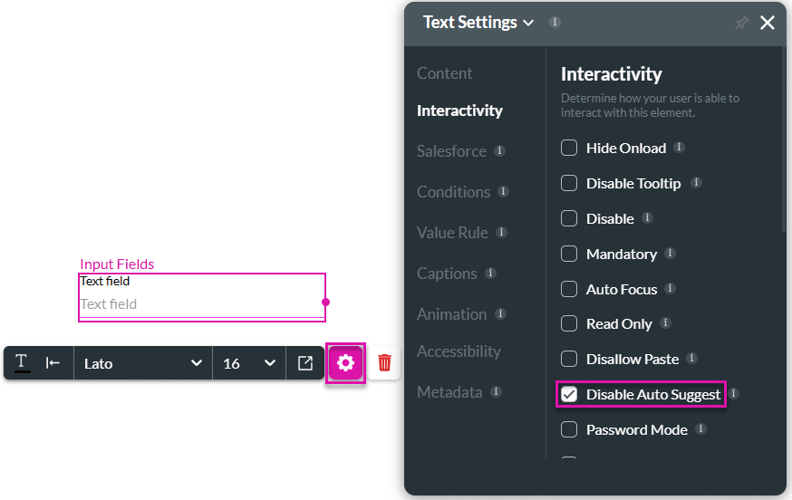 Disable Autosuggest checkbox