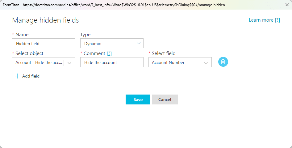 Manage hidden fields - Dynamic